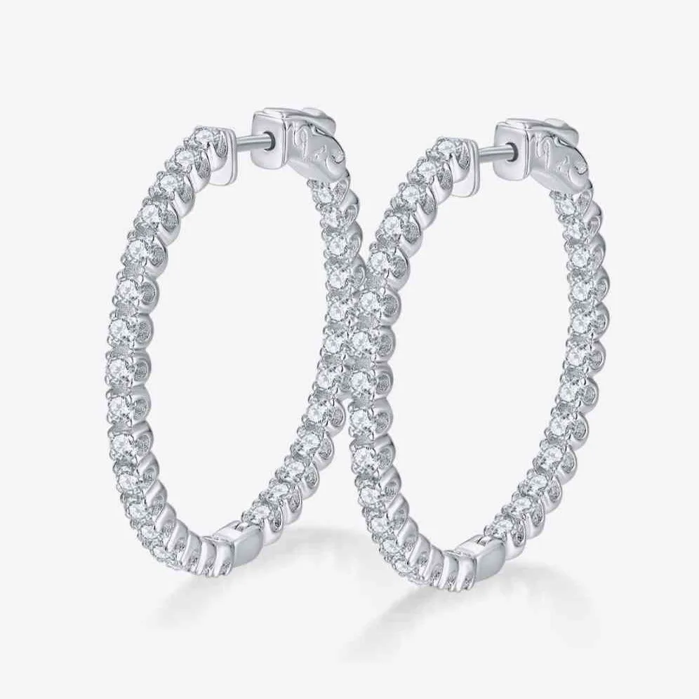2mm Round Cut Full Diamond Hoop Earrings