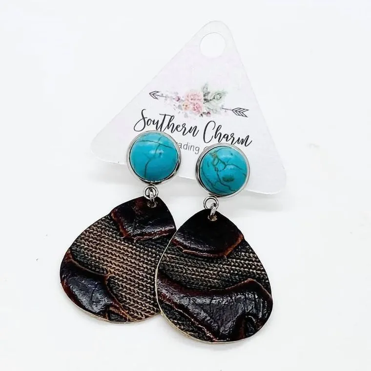 2" Cowgirl Dangles- Red Turquoise & Black