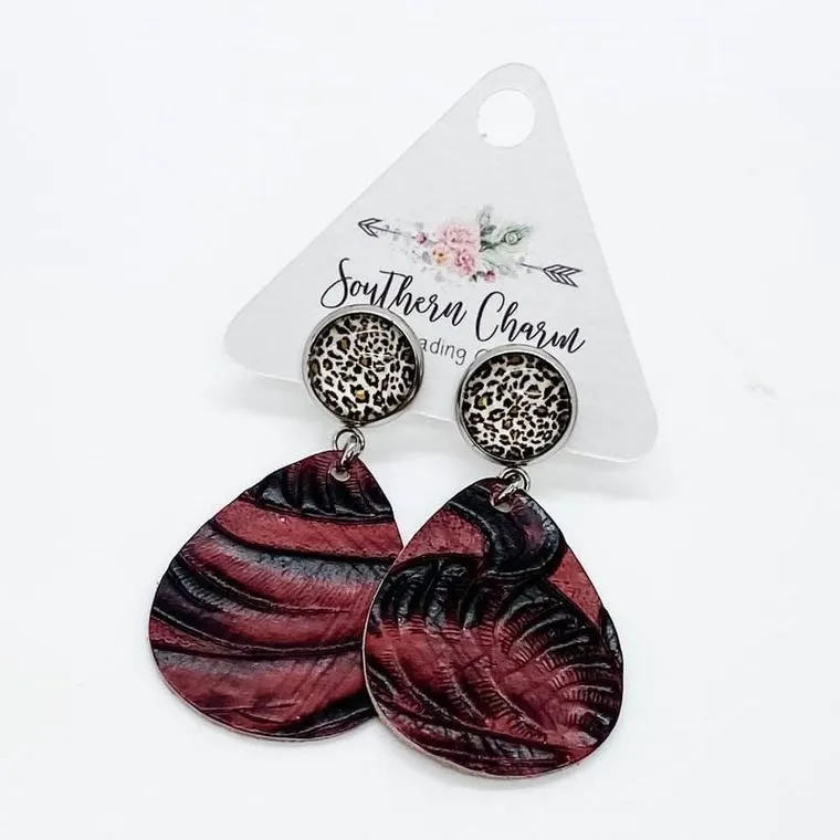 2" Cowgirl Dangles- Red Turquoise & Black
