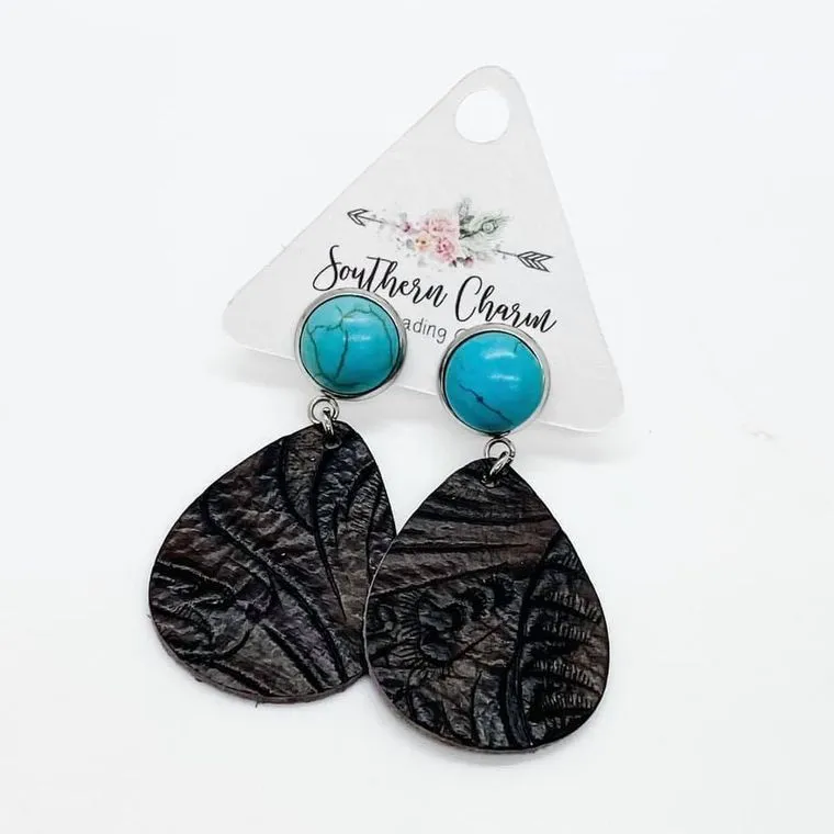 2" Cowgirl Dangles- Red Turquoise & Black