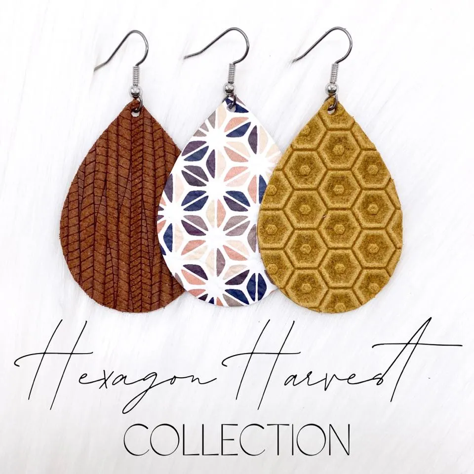 2" Hexagon Harvest Mini Collection -Fall Earrings