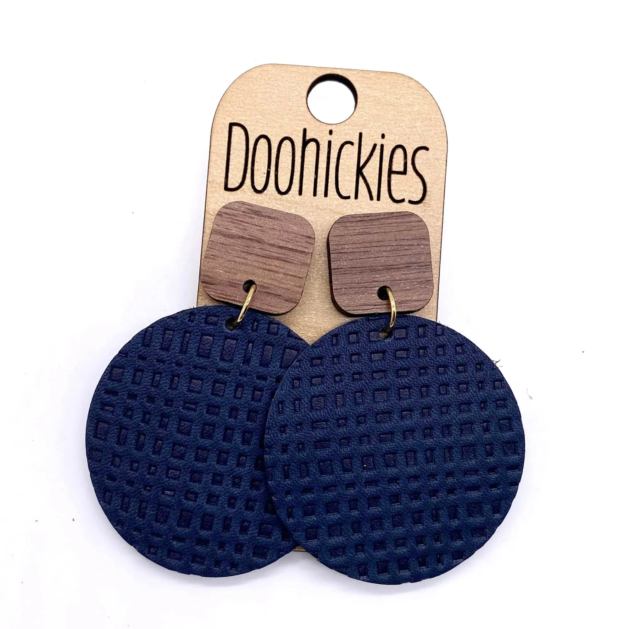 2" Walnut & Fall Spun Linen Piggyback Collection - Leather Earrings