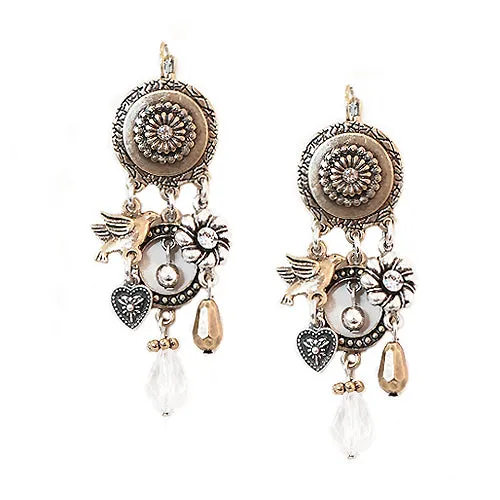 2TONE GOLD/SIL EARRINGS  #SE28476_GOLD-SIL