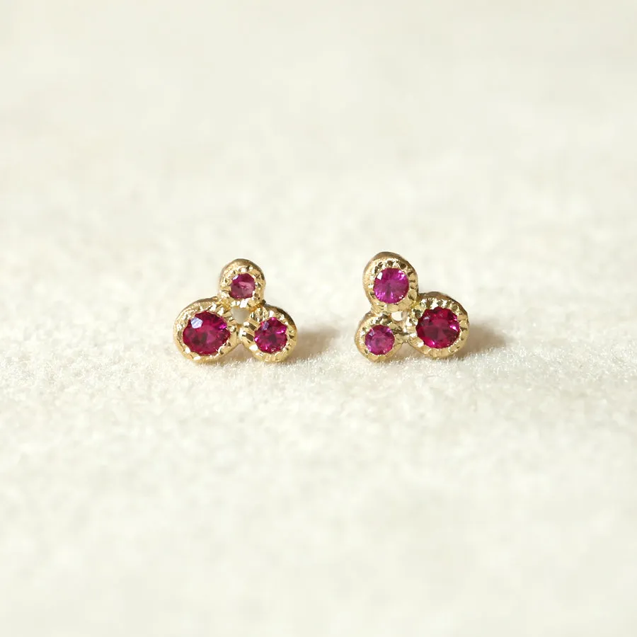 3 bezel Ruby studs