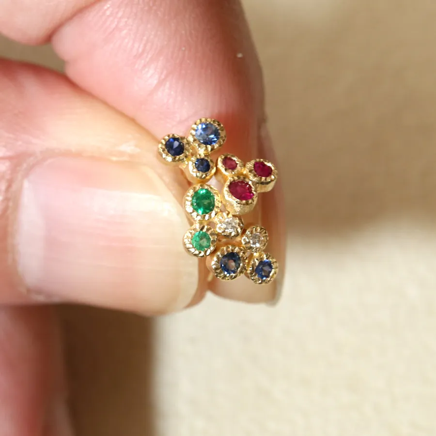 3 bezel Ruby studs