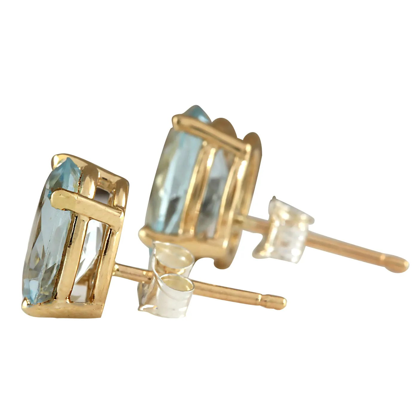 3.00 Carat Natural Aquamarine 14K Yellow Gold Earrings