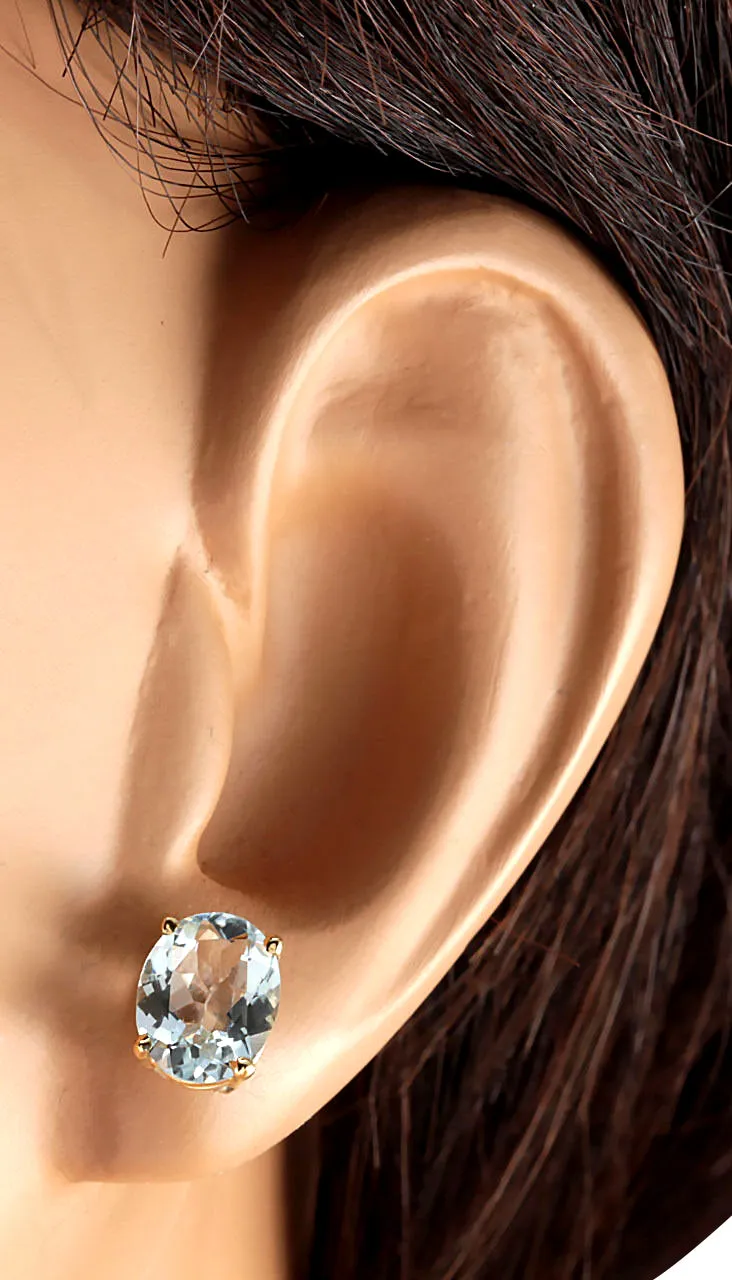 3.00 Carat Natural Aquamarine 14K Yellow Gold Earrings
