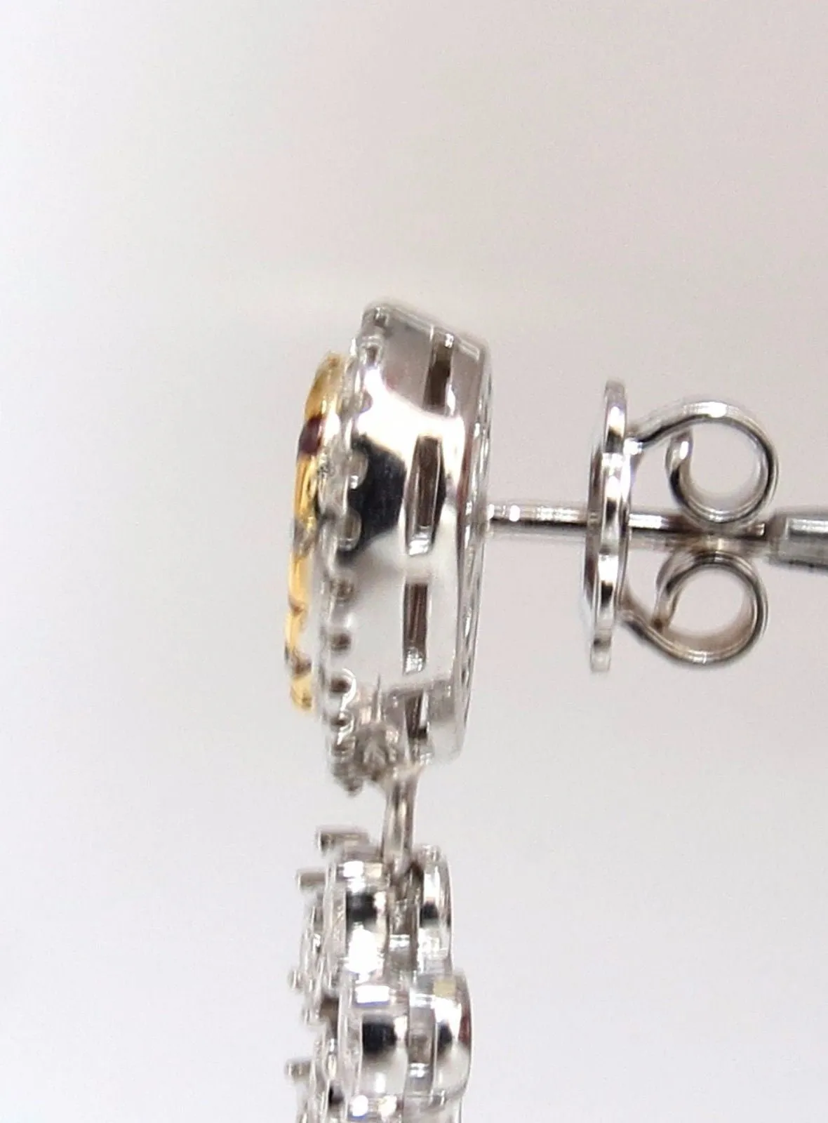 3.00ct natural deep red ruby diamond by yard dangle earrings 14kt.