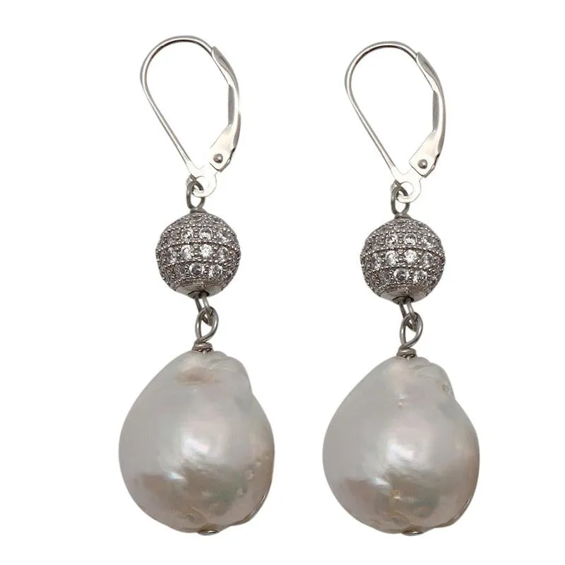 307-01-S | WILD PEARL DROP EARRINGS (WHITE ON SILVER)