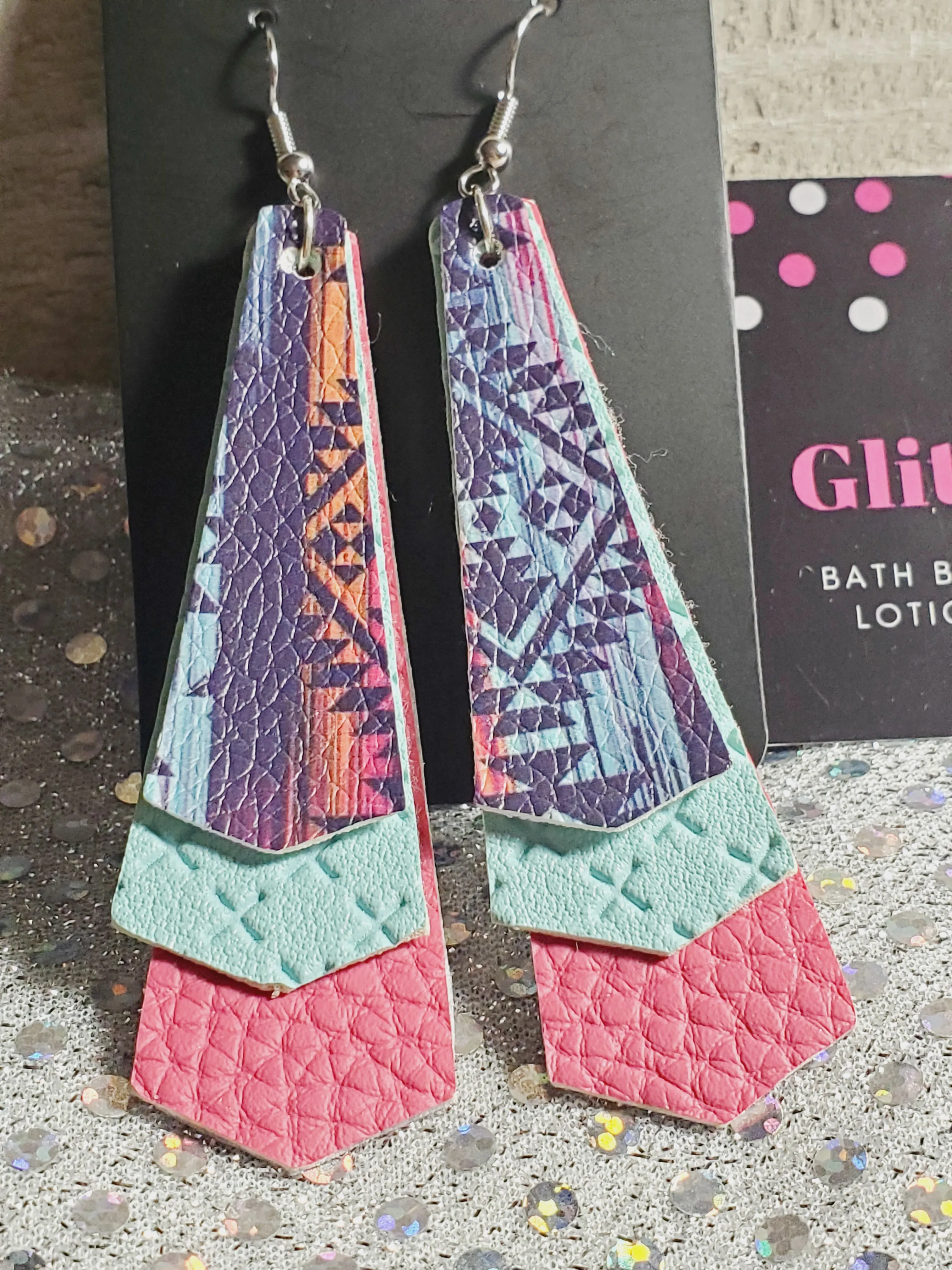 308 Aztec Inspired Dangle Earrings