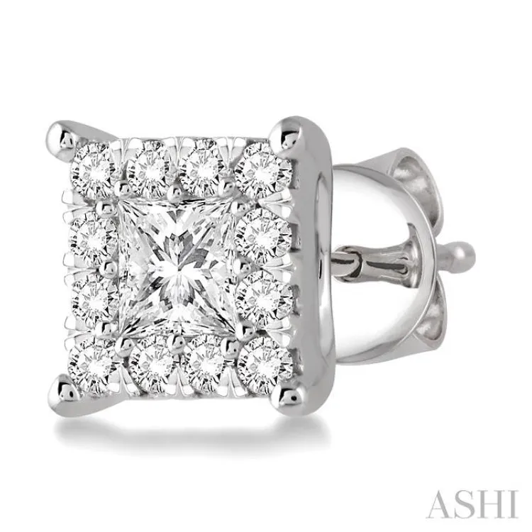 3/4 Ctw Lovebright Diamond Earrings in 14K White Gold