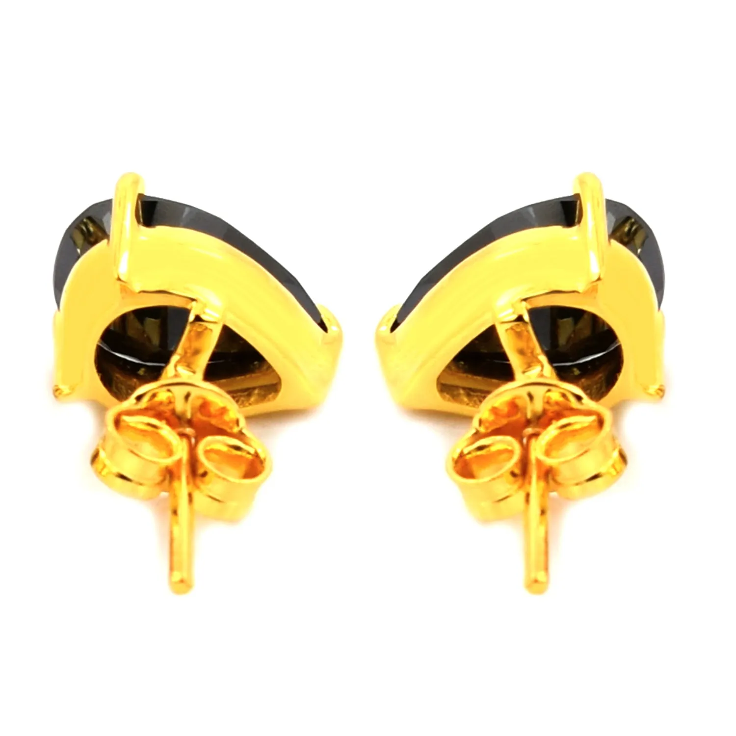 4 Ct AAA Certified Pear Shape Black Diamond Solitaire Studs in 3 Prong Style, Elegant Look & Great Shine