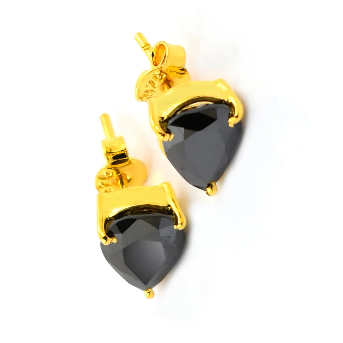 4 Ct AAA Certified Pear Shape Black Diamond Solitaire Studs in 3 Prong Style, Elegant Look & Great Shine
