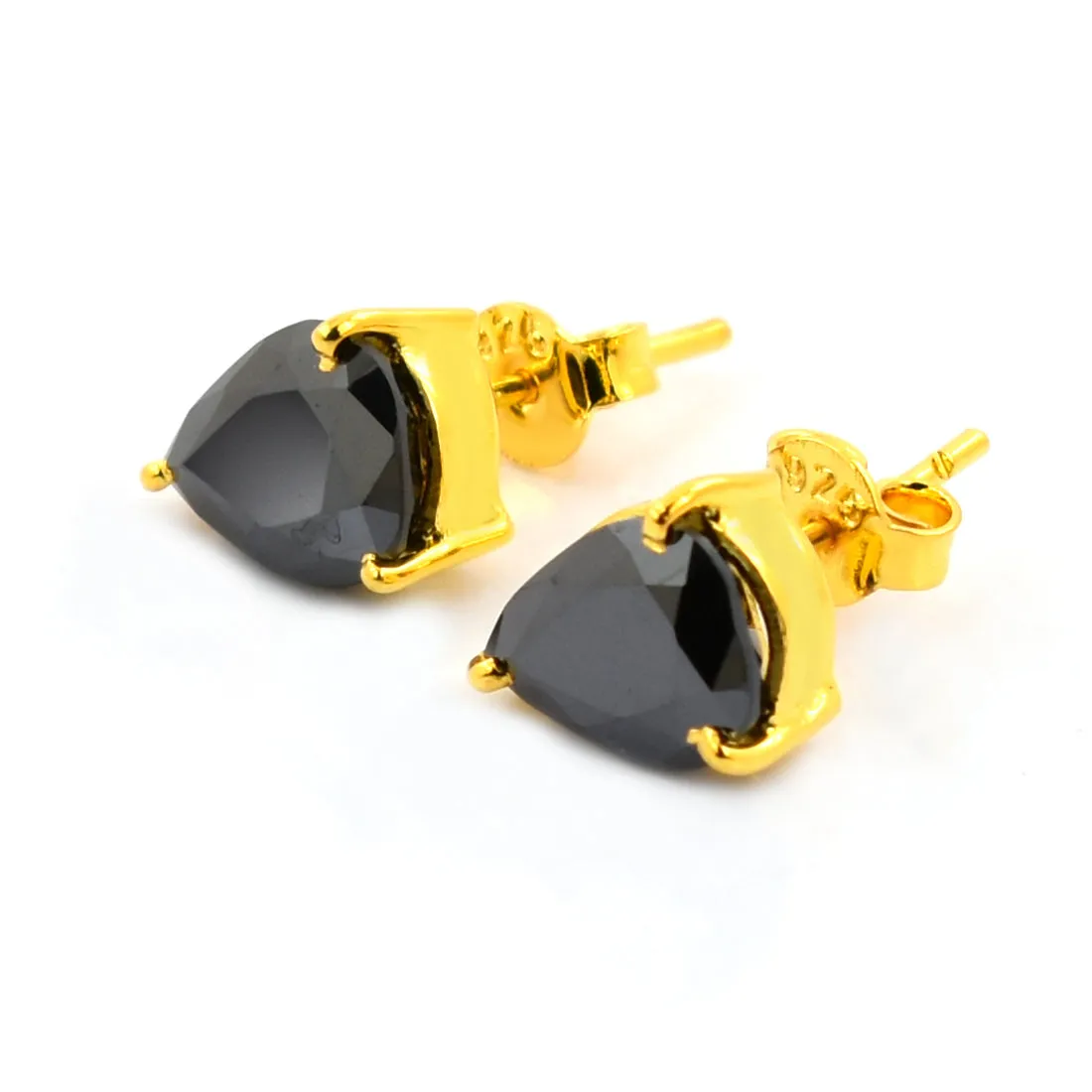 4 Ct AAA Certified Pear Shape Black Diamond Solitaire Studs in 3 Prong Style, Elegant Look & Great Shine