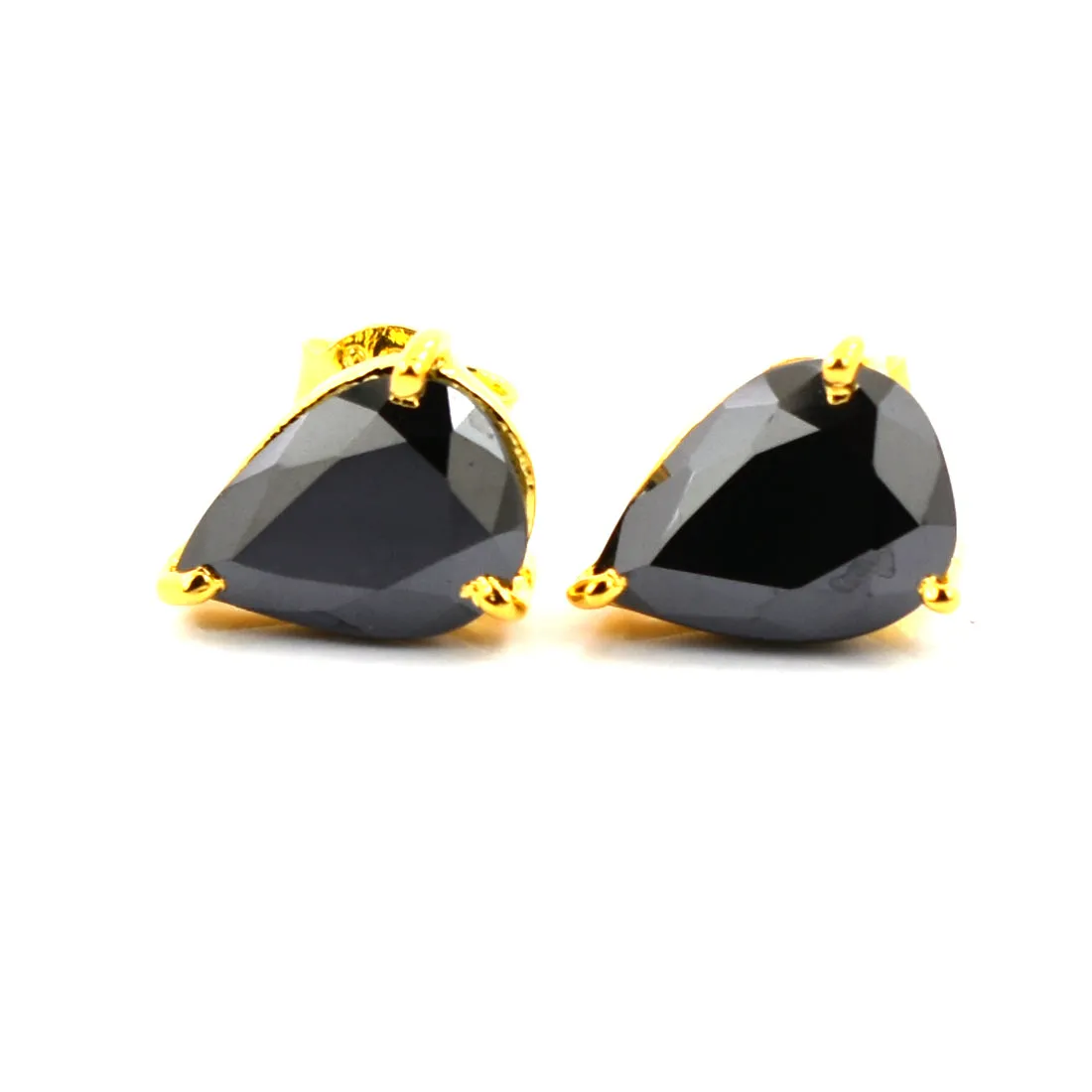 4 Ct AAA Certified Pear Shape Black Diamond Solitaire Studs in 3 Prong Style, Elegant Look & Great Shine