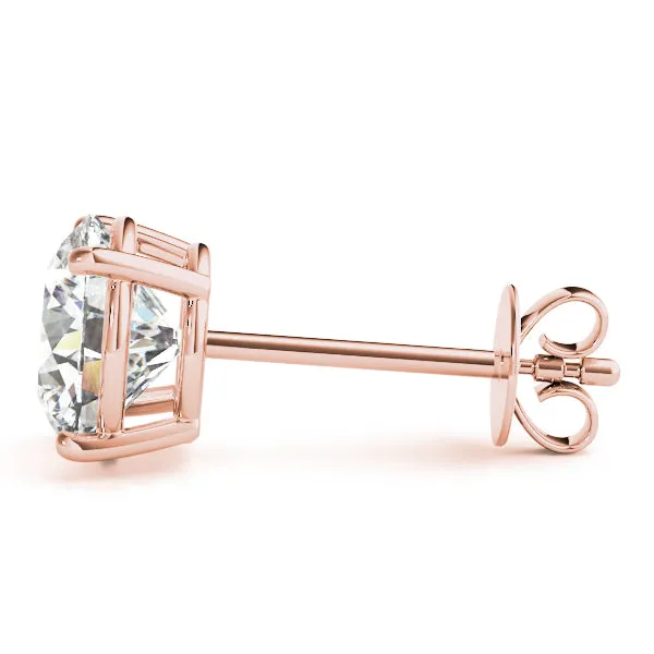 4-Prong Round Platinum Basket Moissanite Solitaire Stud Earrings