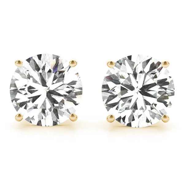 4-Prong Round Platinum Basket Moissanite Solitaire Stud Earrings