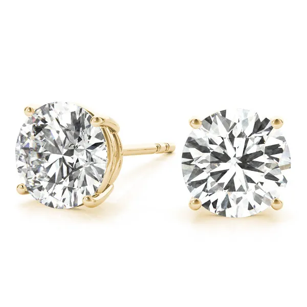 4-Prong Round Platinum Basket Moissanite Solitaire Stud Earrings