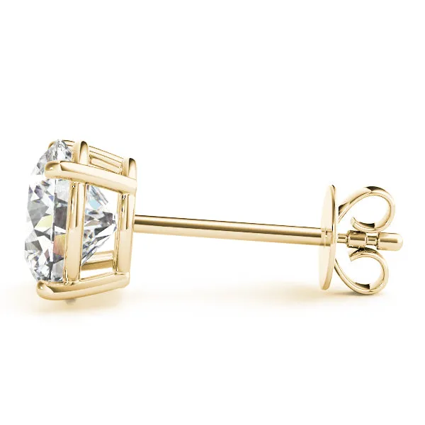 4-Prong Round Platinum Basket Moissanite Solitaire Stud Earrings