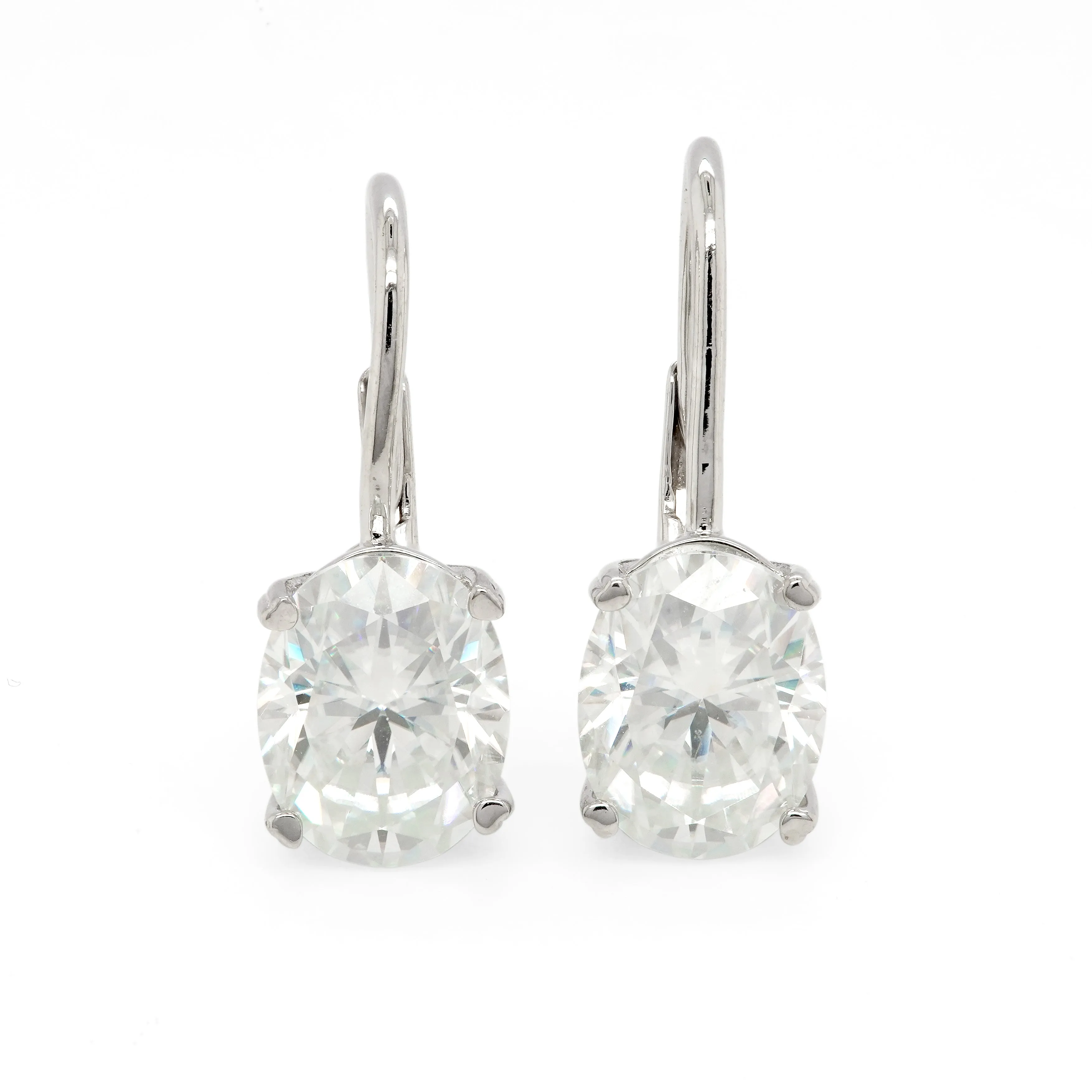 4.00 d.e.w cts 9x7 mm Oval Moissanite Dangle Earrings