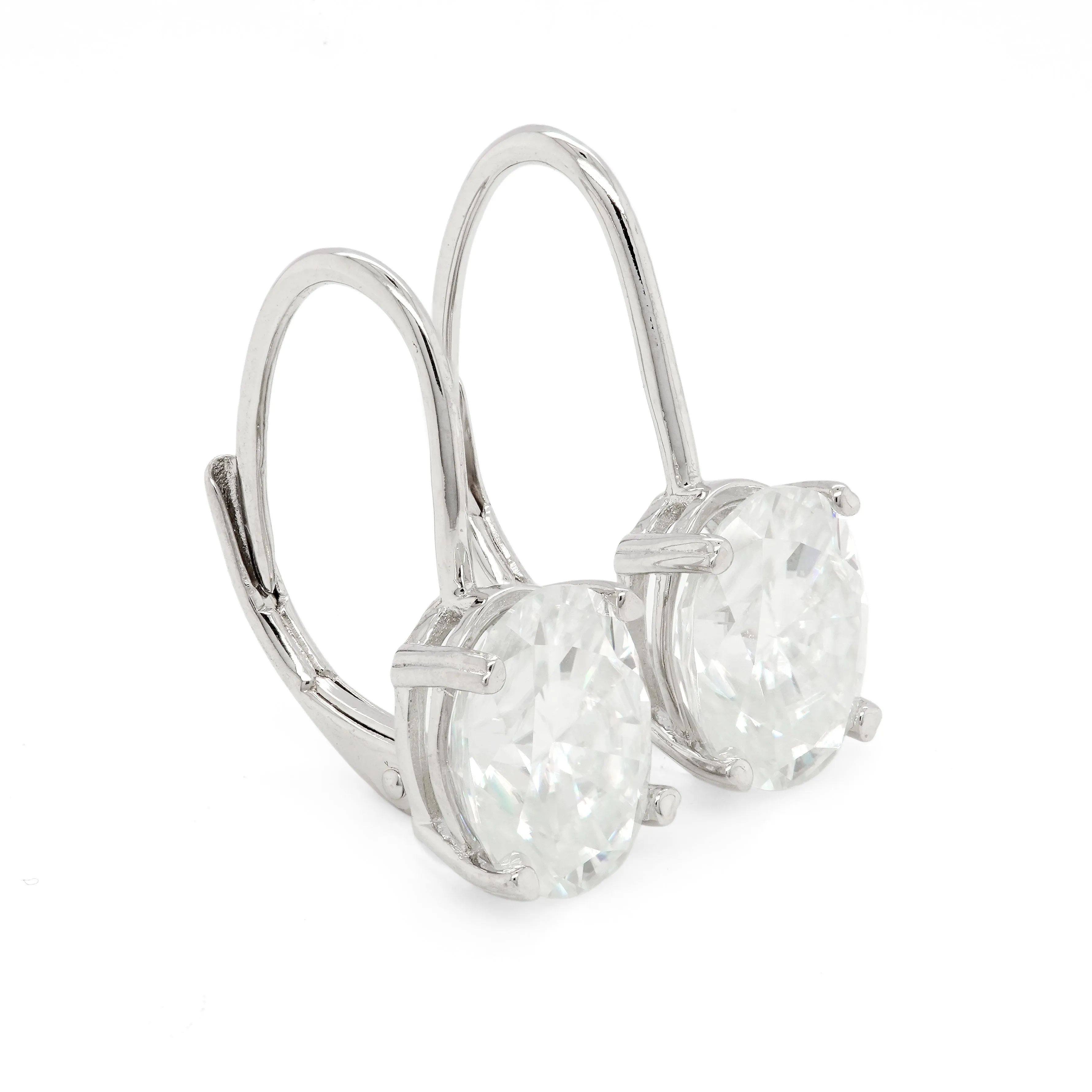 4.00 d.e.w cts 9x7 mm Oval Moissanite Dangle Earrings