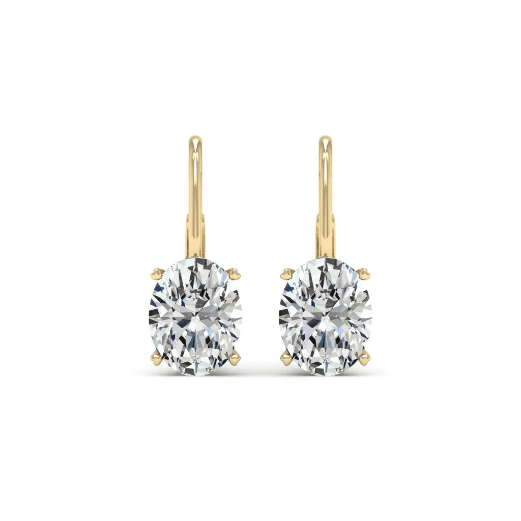 4.00 d.e.w cts 9x7 mm Oval Moissanite Dangle Earrings