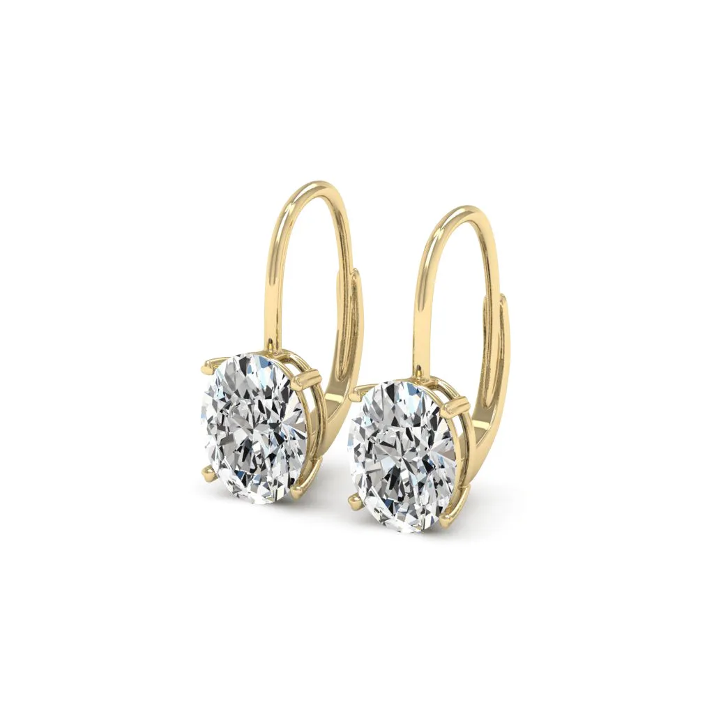 4.00 d.e.w cts 9x7 mm Oval Moissanite Dangle Earrings