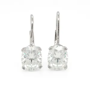 4.00 d.e.w cts 9x7 mm Oval Moissanite Dangle Earrings