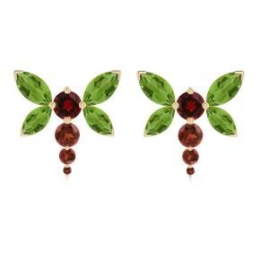 4X2 MM Marquise Peridot  925 Sterling Silver Gold Plated Women Butterfly Stud Earring