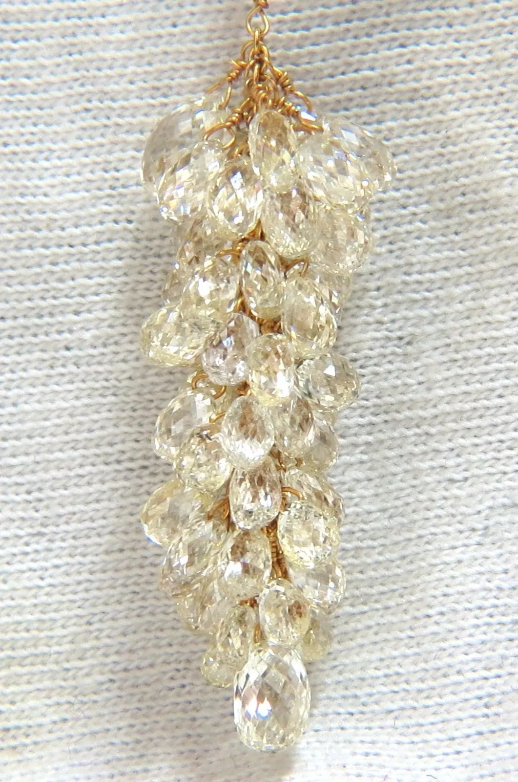 50.15ct Natural Fancy color briolette diamond dangle earrings 18kt grapevine