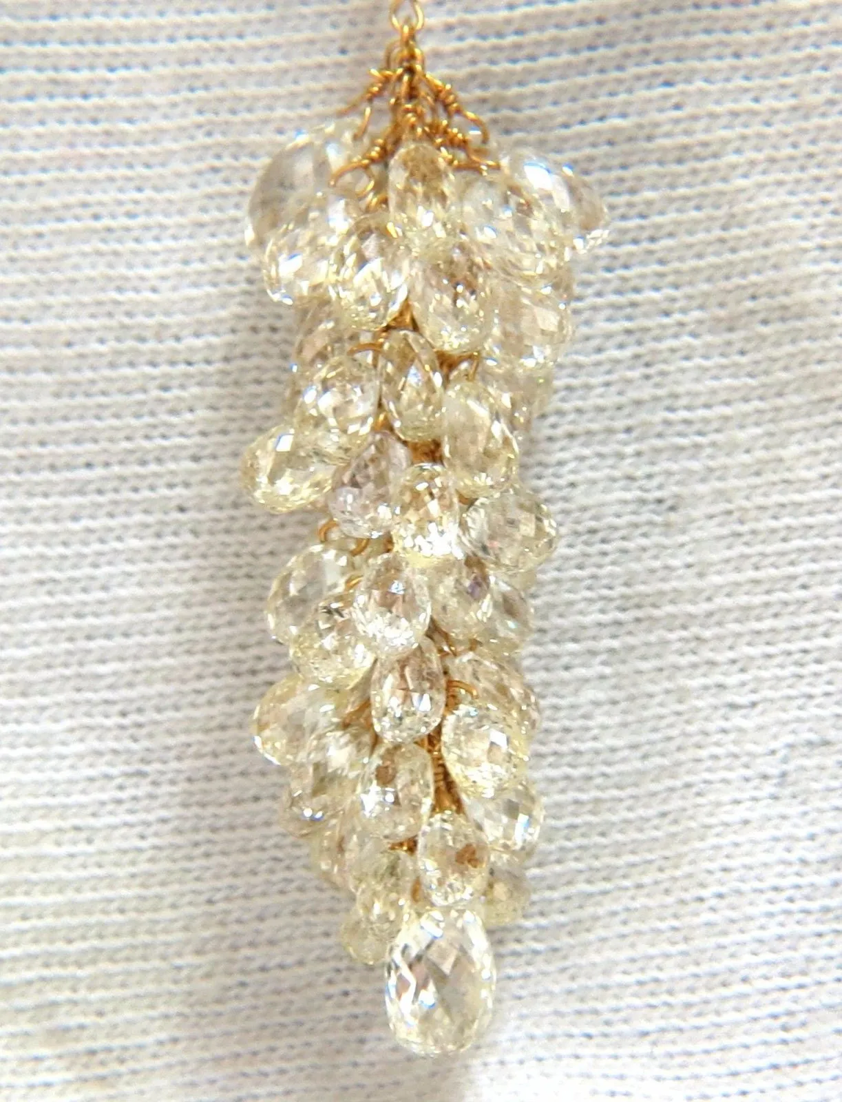 50.15ct Natural Fancy color briolette diamond dangle earrings 18kt grapevine