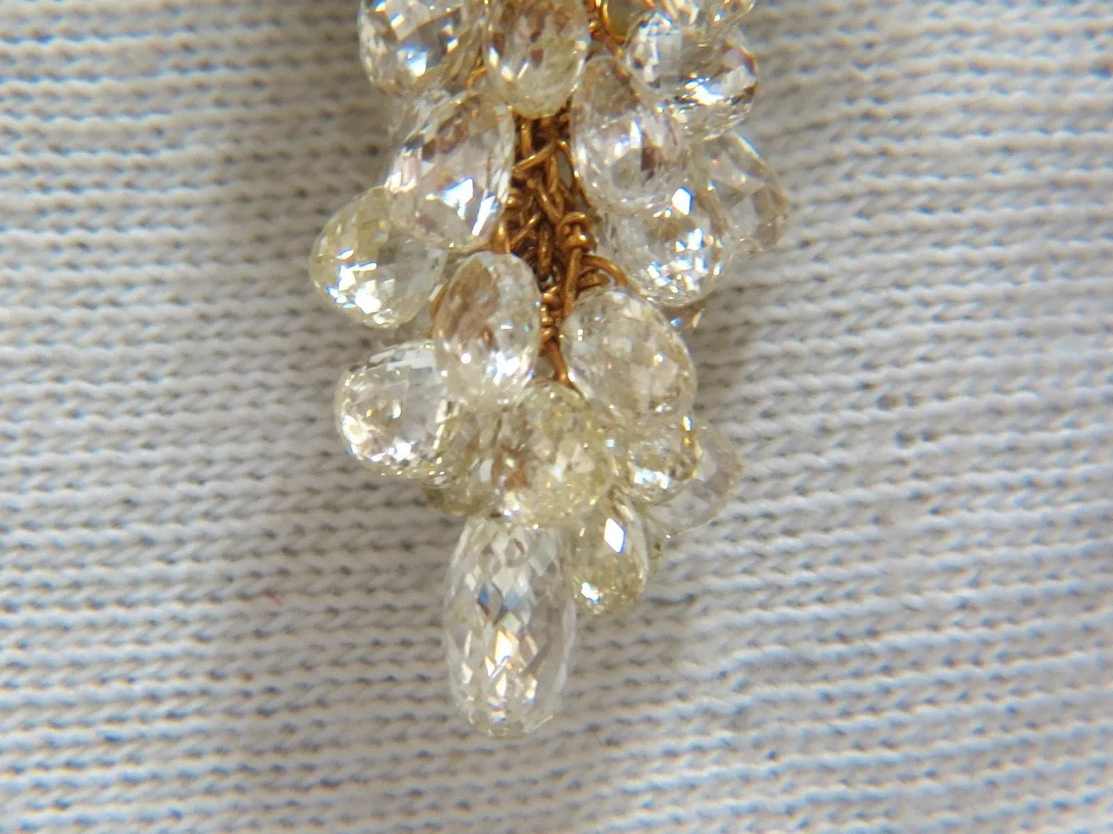 50.15ct Natural Fancy color briolette diamond dangle earrings 18kt grapevine