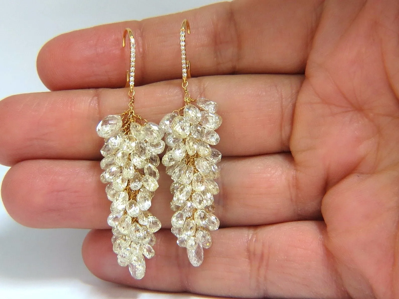 50.15ct Natural Fancy color briolette diamond dangle earrings 18kt grapevine