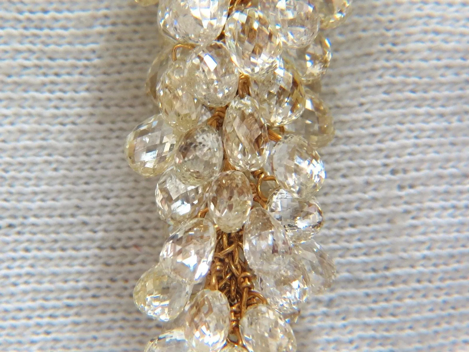 50.15ct Natural Fancy color briolette diamond dangle earrings 18kt grapevine