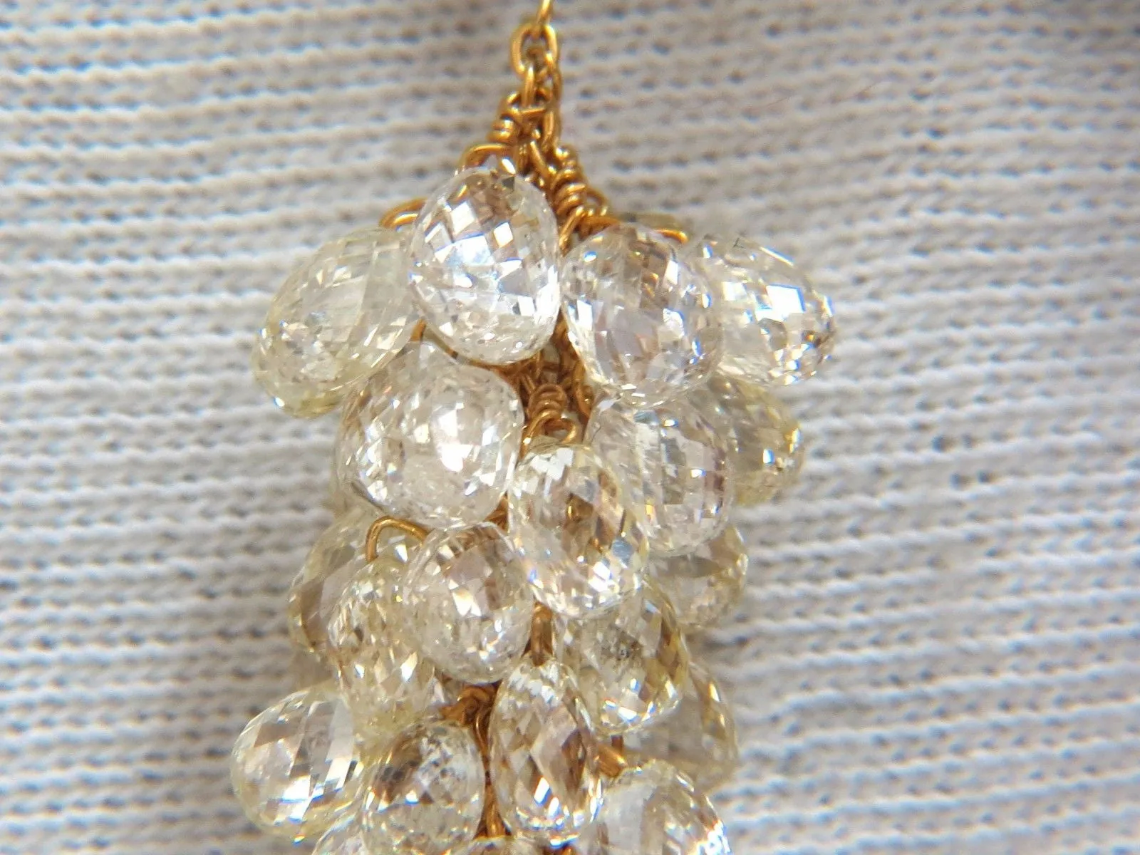 50.15ct Natural Fancy color briolette diamond dangle earrings 18kt grapevine