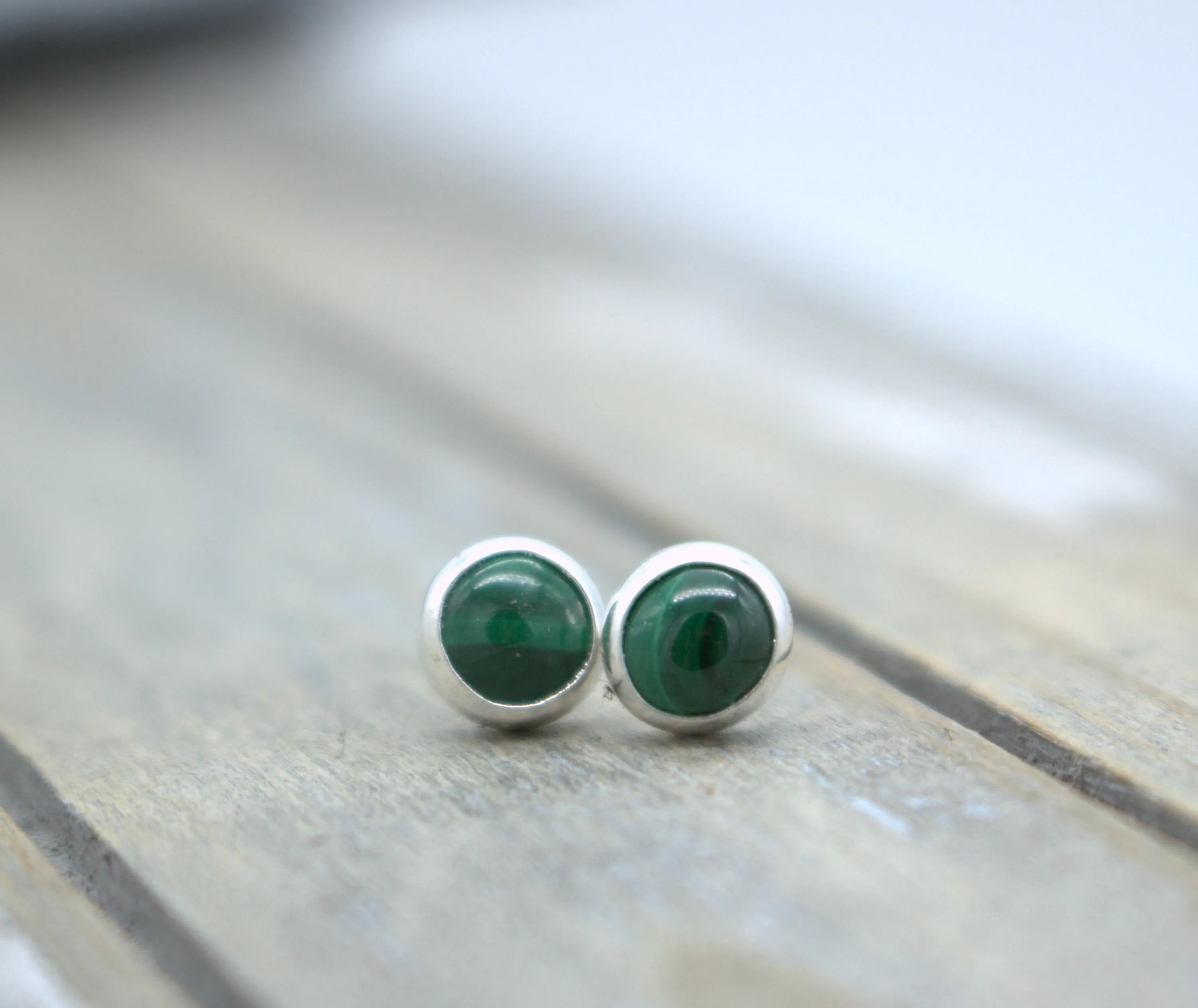 5mm Malachite Stud Earrings