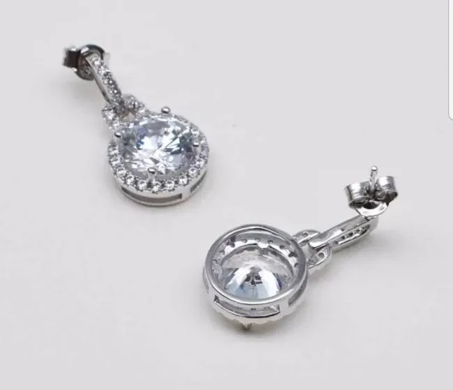 6 CTW Round Diamond Veneer Cubic Zirconia Sterling Silver Earrings. 635E10732