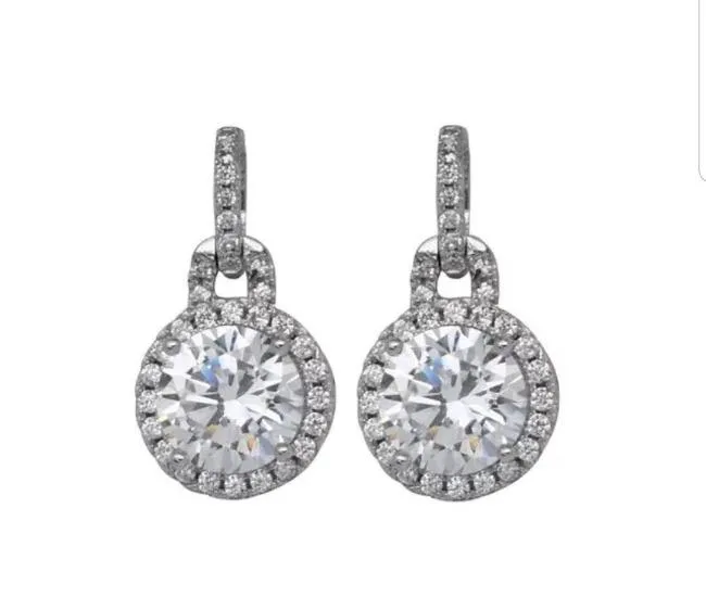 6 CTW Round Diamond Veneer Cubic Zirconia Sterling Silver Earrings. 635E10732