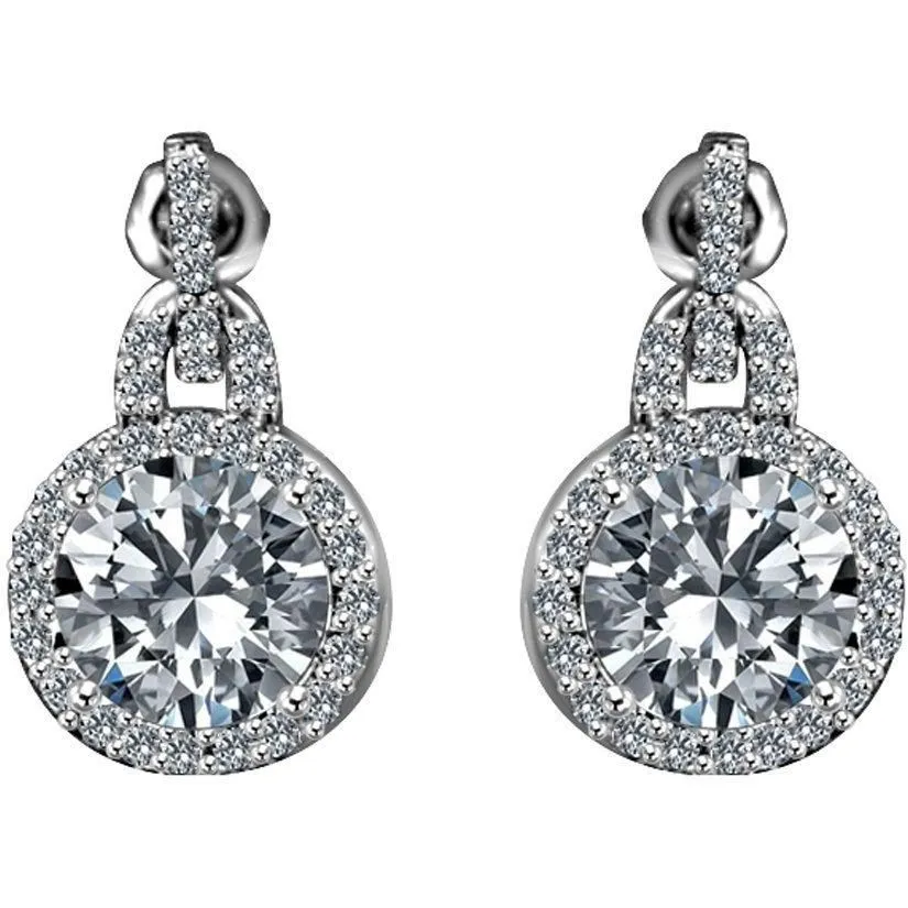 6 CTW Round Diamond Veneer Cubic Zirconia Sterling Silver Earrings. 635E10732
