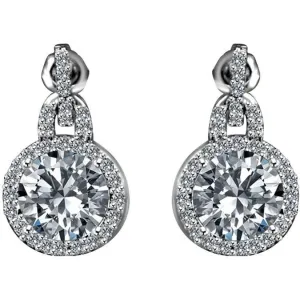 6 CTW Round Diamond Veneer Cubic Zirconia Sterling Silver Earrings. 635E10732