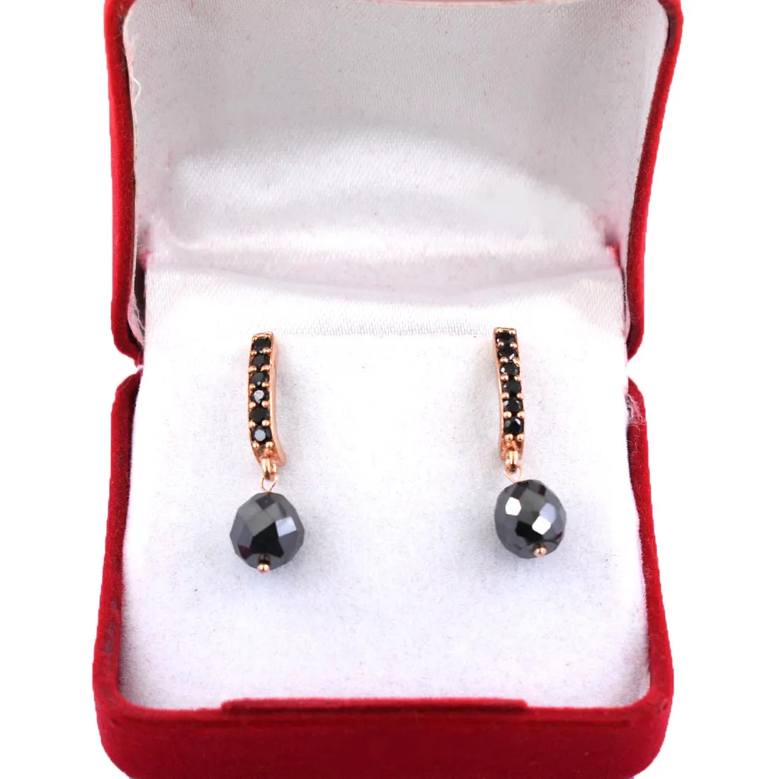 7 mm Certified Black Diamond Designer Bead Earrings in Rose Gold Finish, Great Style & Amazing Look