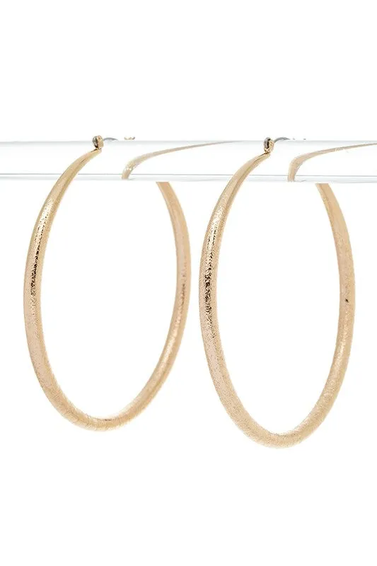 70MM Sand Blast Textured Hoop Earrings