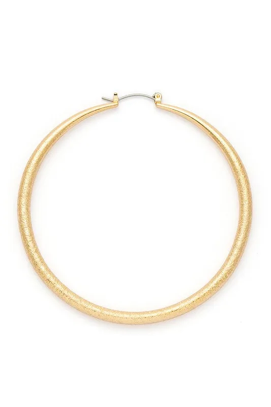 70MM Sand Blast Textured Hoop Earrings