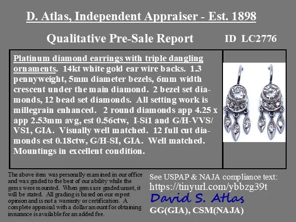 .74ctw Diamond Dangle Conversion Earrings