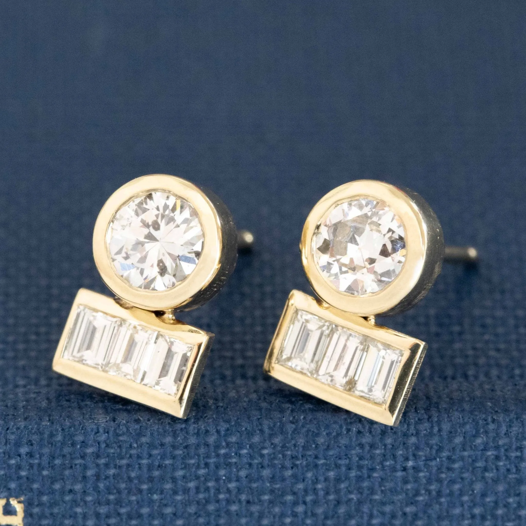 .77ctw Vintage Diamond Bezel Stud Earrings