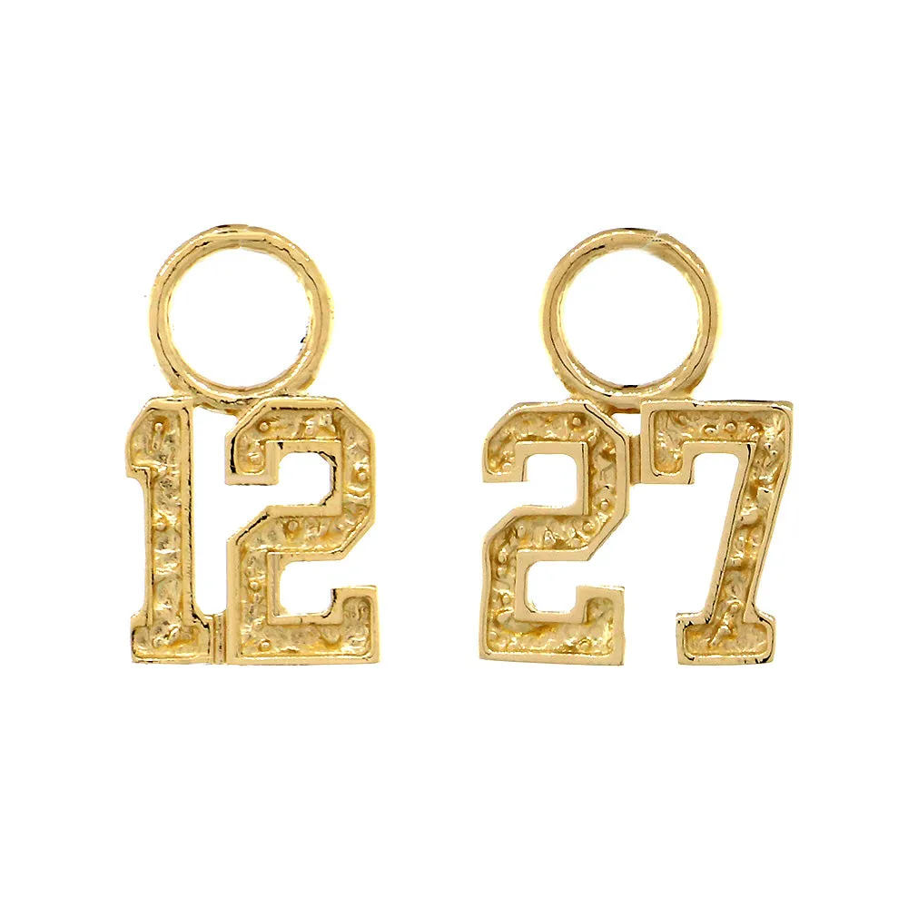 7mm Pair of Any Jersey Number Earring Charms  in 14k Yellow Gold