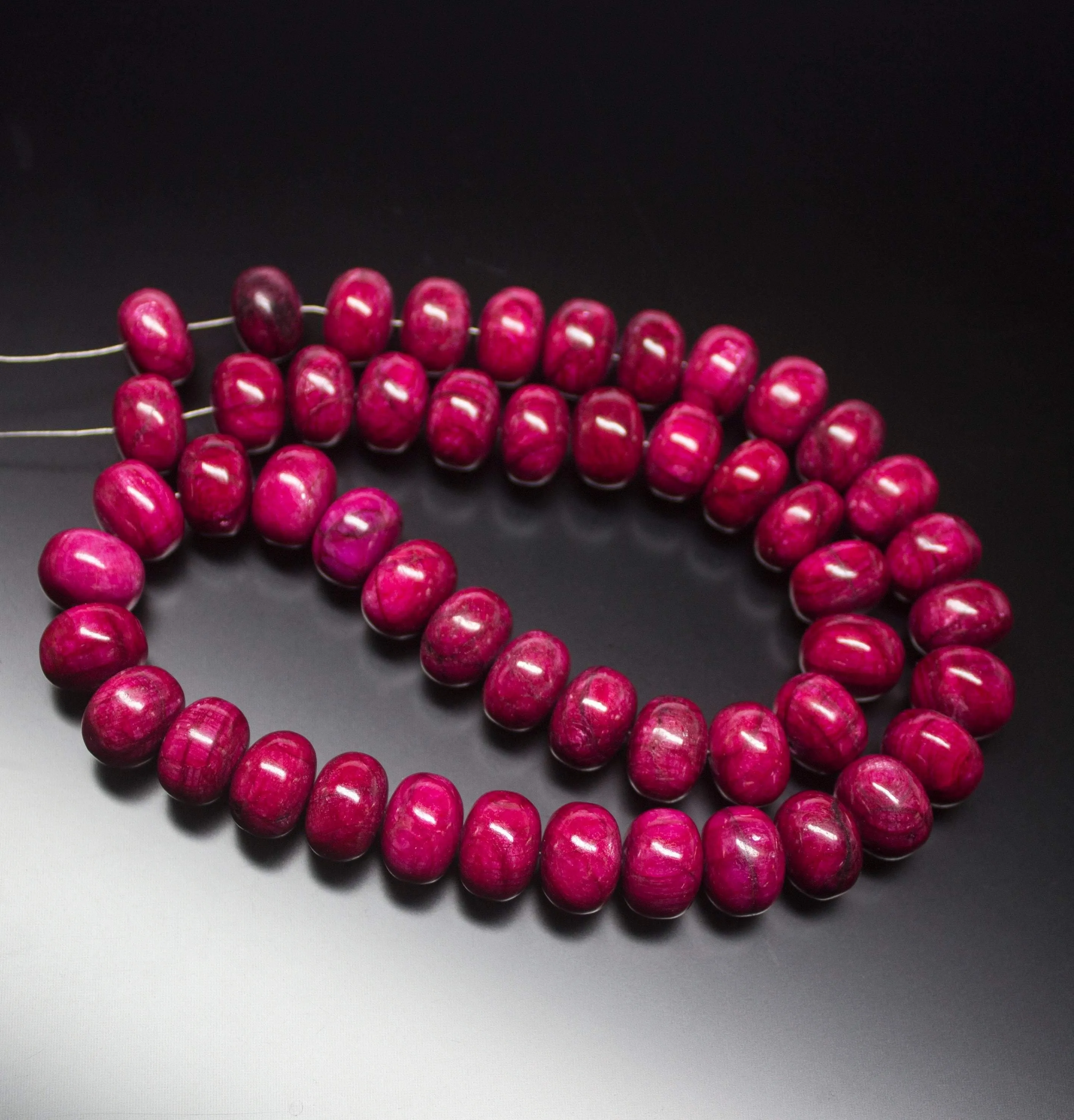 8 inches, 12mm, Natural Ruby Plain Smooth Rondelle Large Size Loose Gemstone Beads