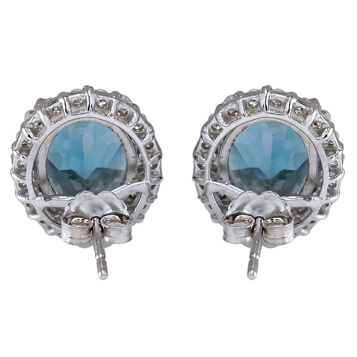 8.70 Carat Natural Topaz 14K White Gold Diamond Earrings