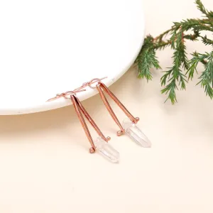 925 Sterling Silver Crystal Quartz Dangle Earrings