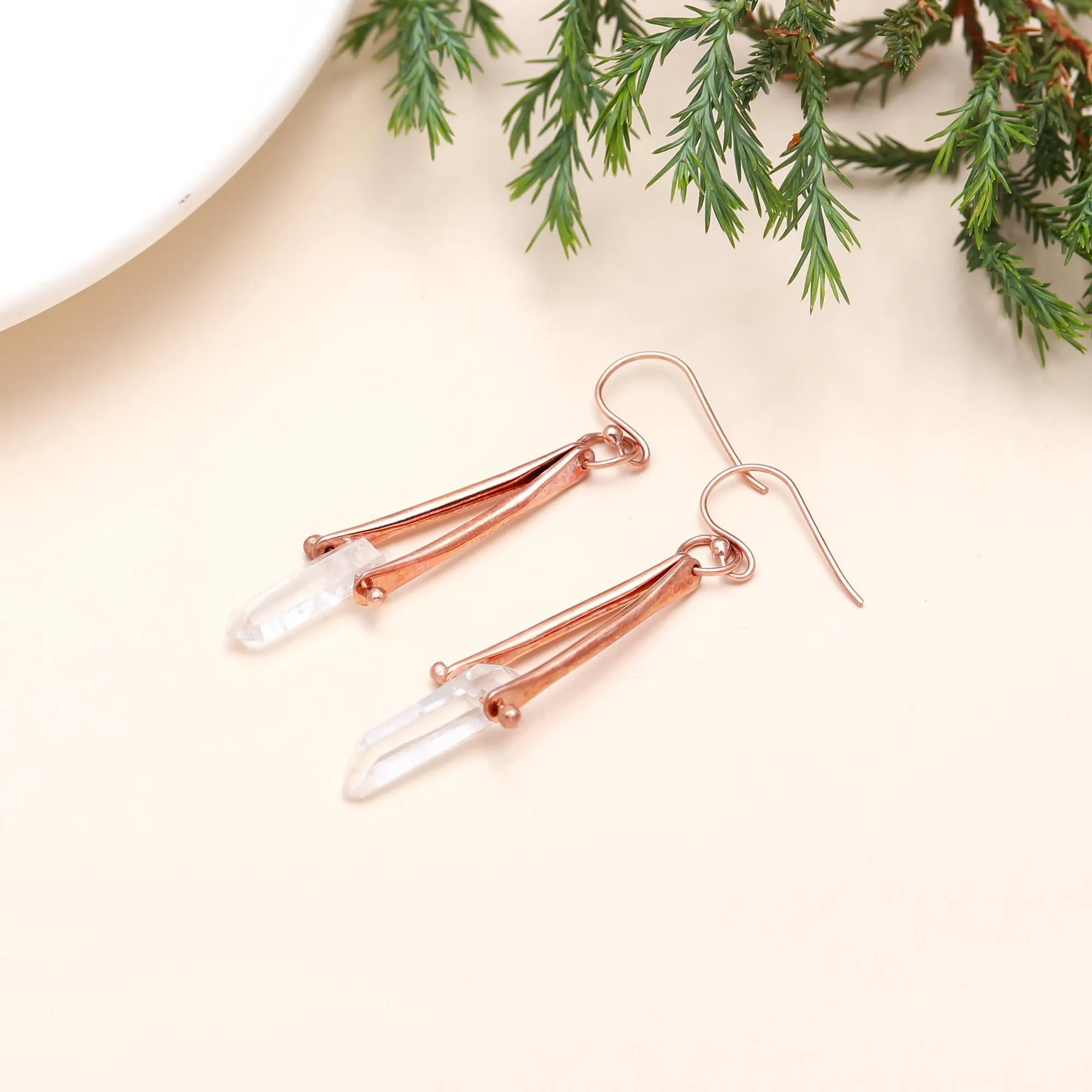 925 Sterling Silver Crystal Quartz Dangle Earrings